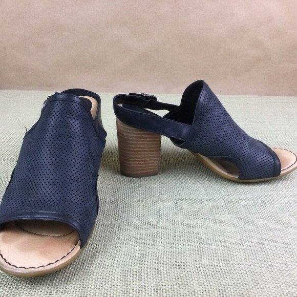 BORN Leather Peep Toe Heel Sandals - Picture 5 of 10